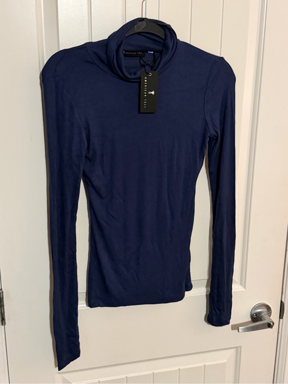 American Tall Navy Long-Sleeve Turtleneck Top